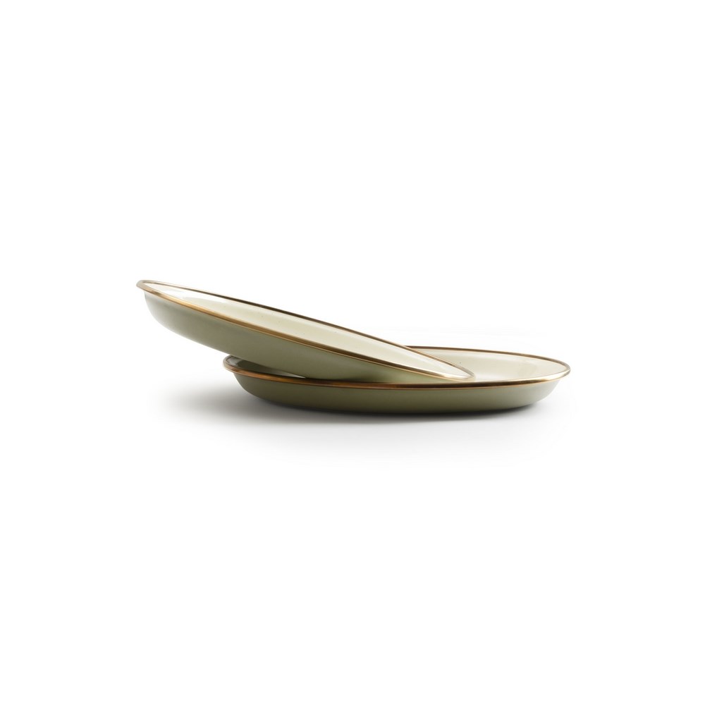 Barebones Teller klein 2-farbig Emaille 2er Set / olive