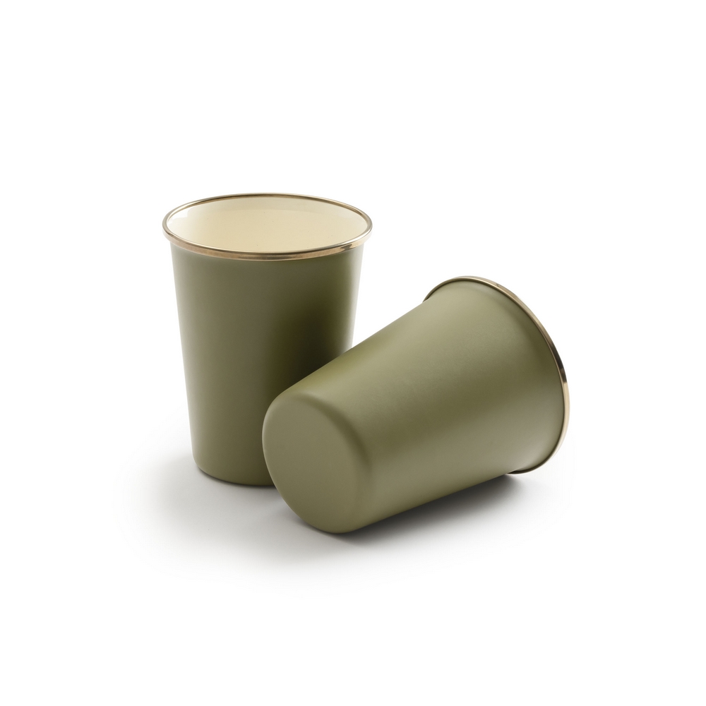 Hohe Tasse 2-farbig Emaille 2er Set