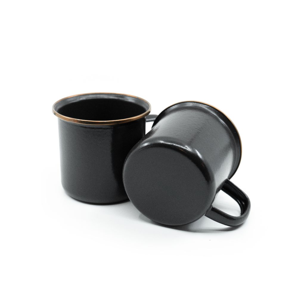 Tasse Emaille 2-er Set / schwarz
