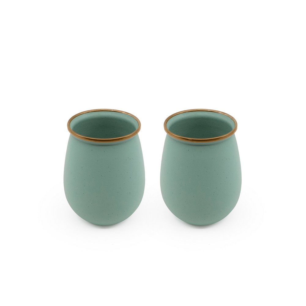 Becher Emaille 2-er Set / Mint