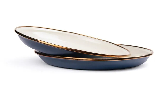 Barebones Teller Emaille 2-farbig 2-er Set / Indigo Blue
