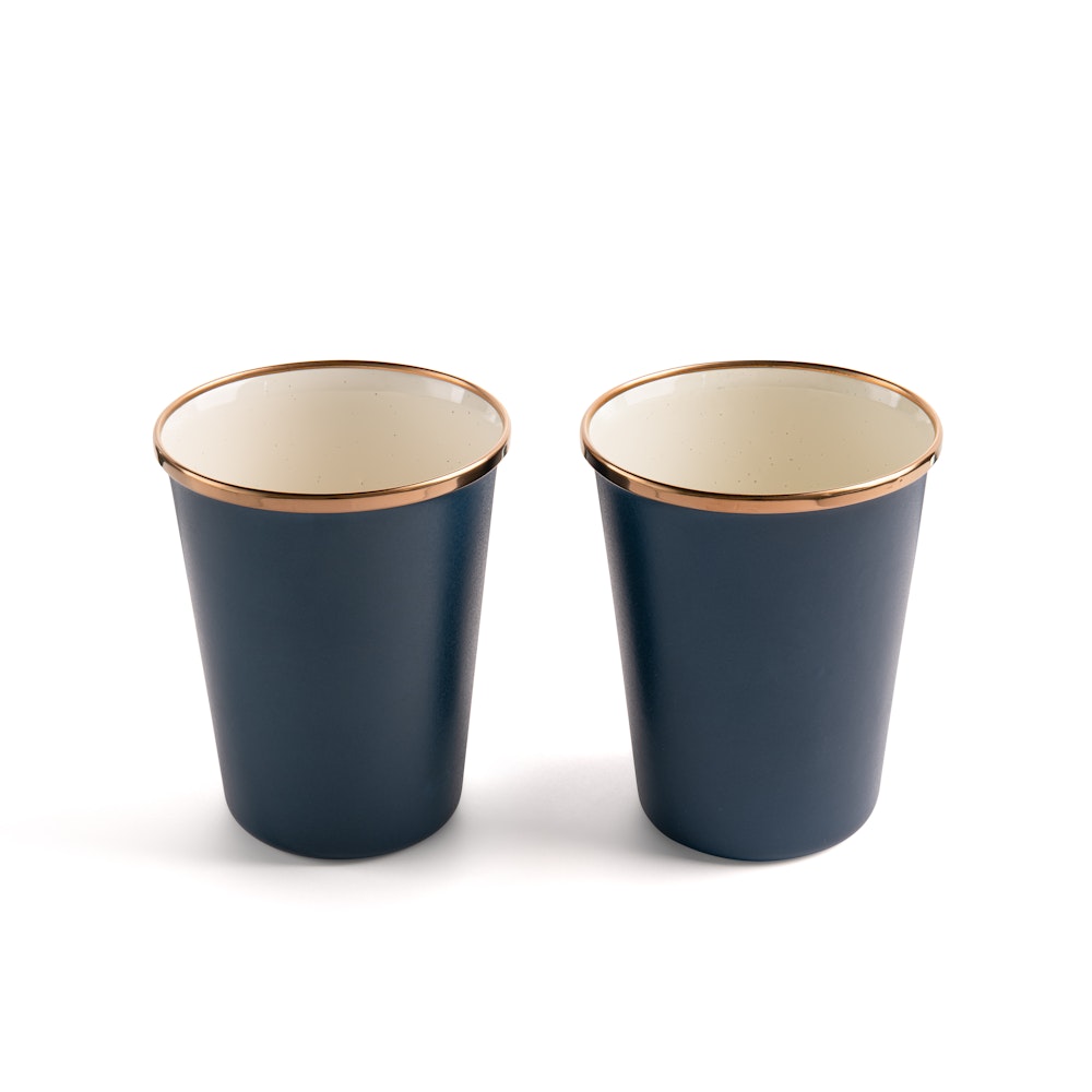 Becher 2-farbig Emaille 2er Set / Indigo Blue